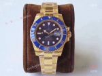 Best 1:1 Replica Rolex VR Factory 'MAX Version' Submariner Blue Dial Real 18K Yellow Gold Watch 40mm